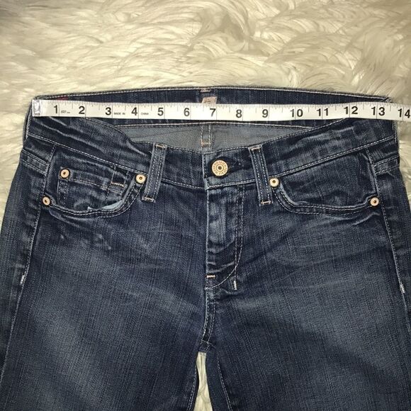 7 For All Mankind 7FAM Dojo Cropped Capri Denim Jeans Embroidered 7s Sevens 25 - Picture 4 of 7